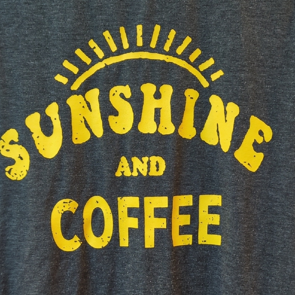 Sunshine and Coffee Graphic Tank Top - Dark Heather Green and Yellow - Picture 4 of 4